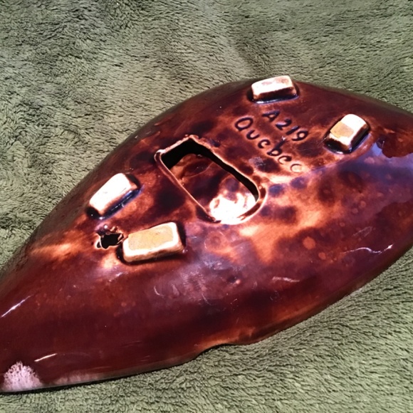 VINTAGE BROWN TONED GLAZED OBLONG CERAMIC ASHTRAY - Picture 7 of 9